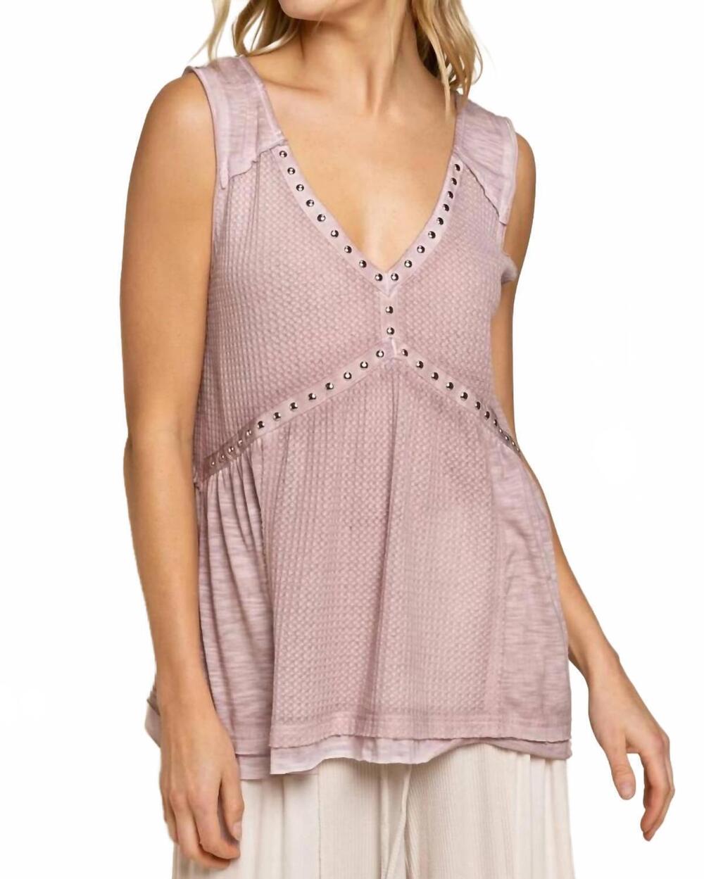 NEW POL ocean breeze tank top in sheered pink